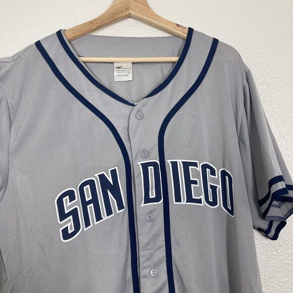 San Diego Padres Jersey Mens Large Gray Navy MLB Baseball Carlos Quentin 18 - Picture 4 of 14